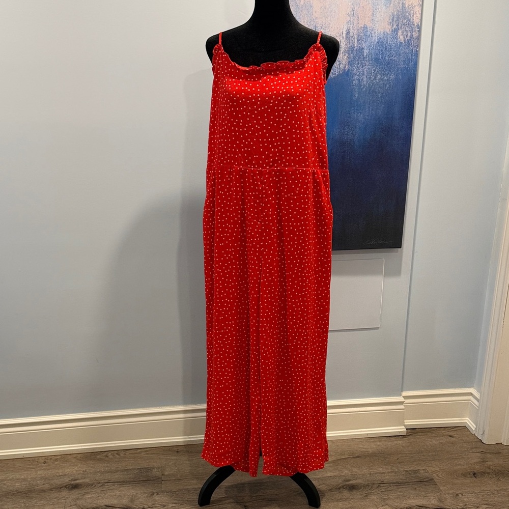 Charlie Paige Red Jumpsuit with White Dots - Picture 2 of 5